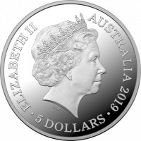 Silver coin Australia KM# 3753 ELIZABETH II. AUSTRALIA 2019. IRB. 5 DOLLARS.