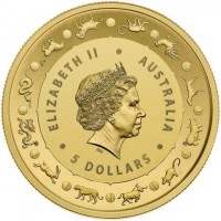 Gold coin Australia ELIZABETH II. AUSTRALIA 2018. IRB. 5 DOLLARS.