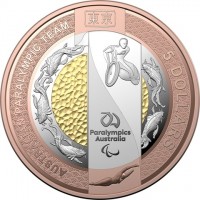 Bi-Metallic coin Australia KM# 3936 AUSTRALIAN PARALYMPIC TEAM. 東京. 5 DOLLARS. Paralympics Australia.