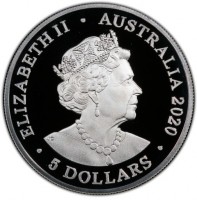 Silver coin Australia KM# 3938 ELIZABETH II. AUSTRALIA 2020. JC. 5 DOLLARS.