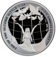 Silver coin Australia KM# 3938 END OF THE SECOND WORLD WAR. 75TH ANNIVERSARY. 1oz 999 Ag. 1945 2020. TD.