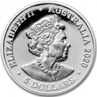 Silver coin Australia KM# 3939 ELIZABETH II. AUSTRALIA 2020. JC. 5 DOLLARS.