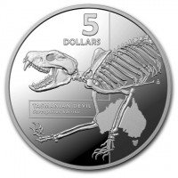 Silver coin Australia KM# 3942 5. DOLLARS. AB. TASMANIAN DEVIL. Sarcophilus harrisii.