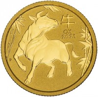 Gold coin Australia KM# 4172 牛. OX. 2021. P. IJ.
