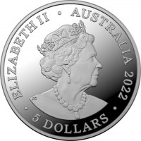Silver coin Australia KM# 4386 ELIZABETH II. AUSTRALIA 2021. JC. 5 DOLLARS.