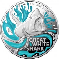1 oz999 SILVER. GREAT WHITE SHARK.
