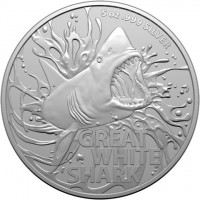 Silver coin Australia 5 oz999 SILVER. GREAT. WHITE. SHARK.