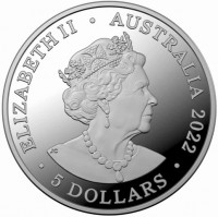 Silver coin Australia KM# 4387 ELIZABETH II. AUSTRALIA 2022. JC. 5 DOLLARS.