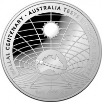 Silver coin Australia KM# 4388 WALLAL CENTENARY. AUSTRALIA TESTS EINSTEIN'S THEORY. 1 OZ999 Ag.