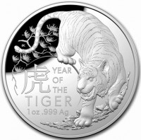BK. 虎. YEAR OF THE TIGER. 1oz999 Ag.