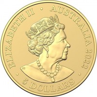 Gold coin Australia KM# 4390 ELIZABETH II. AUSTRALIA 2022. JC. 5 DOLLARS.