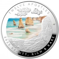 Silver coin Australia KM# 4570 TWELVE APOSTLES. $5. AS. 2023 BEAUTY, RICH & RARE.