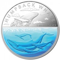 HUMPBACK WHALE. 1 oz999 SILVER. AWB.