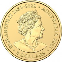 Gold coin Australia KM# 4574 ELIZABETH II 1952 - 2022. AUSTRALIA 2023. JC. 5 DOLLARS.