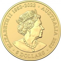 Gold coin Australia ELIZABETH II 1952 - 2022. AUSTRALIA 2023. JC. 5 DOLLARS.