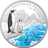 EMPEROR PENGUIN. 1 oz999 SILVER. AWB.