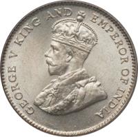 obverse of 10 Cents - George V (1926 - 1927) coin with KM# 29b from Straits Settlements. Inscription: GEORGE V KING AND EMPEROR OF INDIA