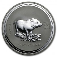 Silver coin Australia KM# 1756 2007. 豬. 5 OZ 999 SILVER.