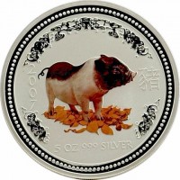 2007. 豬. 5 OZ 999 SILVER.