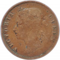 obverse of 1 Cent - Victoria (1887 - 1901) coin with KM# 16 from Straits Settlements. Inscription: VICTORIA QUEEN