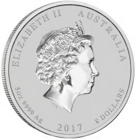 ELIZABETH II AUSTRALIA. IRB. 5 OZ. 999 SILVER 2017 8 DOLLARS.