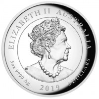 ELIZABETH II AUSTRALIA. JC. 5 OZ. 999 SILVER 2019 8 DOLLARS.