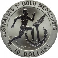 AUSTRALIA'S 1ST GOLD MEDALISTS. EDWIN FLACK 1896. 10 DOLLARS. HH.