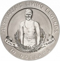 Silver coin Australia KM# 301 AUSTRALIA'S LIVING LEGENDS. DAWN FRASER. 10 DOLLARS. HH.