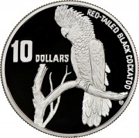 RED-TAILED BLACK COCKATOO. 10 DOLLARS. VG.