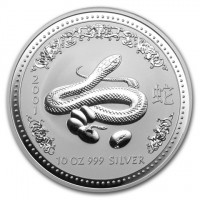 Silver coin Australia KM# 539 2001 蛇. 10 OZ 999 SILVER. P. LK.