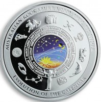 Silver coin Australia KM# 596 AUSTRALIAN KOOKABURRA. 2001 · 10OZ. 999 SILVER. JANUARY FEBRUARY MARCH APRIL MAY JUNE JULY AUGUST SEPTEMBER OCTOBER NOVEMBER DECMBER. DIES SOLIS DIES LUNAE DIES MARTIS DIES MERCURII DIES JOVIS. DIES VENERIS DIES SATURNI. P. EVOLUTION OF THE CALENDAR.
