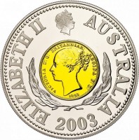 ELIZABETH II AUSTRALIA. VICTORIA D: G: BRITANNIAR: REGINA F: D:. 1853. 2003.