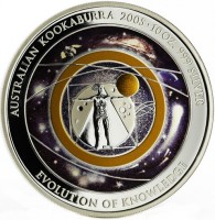 Silver coin Australia KM# 744 AUSTRALIAN KOOKABURRA 2005 10 OZ. 999 SILVER. EVOLUTION OF KNOWLEDGE.