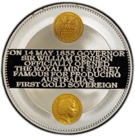SYDNEY MINT. 1855. AUSTRALIA. ON 14 MAY 1855 GOVERNOR SIR WILLIAM DENISON OFFICIALLY OPENED THE ROYAL MINT SYDNEY FAMOUS FOR PRODUCING AUSTRALIA'S FIRST GOLD SOVEREIGN. ELIZABETH II AUSTRALIA 2005. IRB.