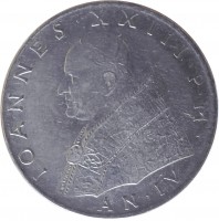 Vatican City coin 100 Lire - John XXIII (1959 - 1962) obverse obverse of 100 Lire - John XXIII (1959 - 1962) coin with KM# 64 from Vatican City. Inscription: IOANNES · XXIII · P · M · AN · IV