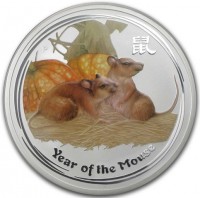 Silver coin Australia 鼠. P. Year of the Mouse.