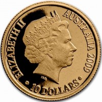 Gold coin Australia KM# 1079 ELIZABETH II. AUSTRALIA 2009. IRB. 10 DOLLARS.