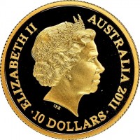 Gold coin Australia KM# 1662 ELIZABETH II. AUSTRALIA 2011. IRB. 10 DOLLARS.