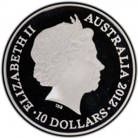Silver coin Australia ELIZABETH II. AUSTRALIA 2012. IRB. 10 DOLLARS.