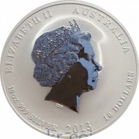 ELIZABETH II AUSTRALIA. IRB. 10oz 999 SILVER 2013 10 DOLLARS.