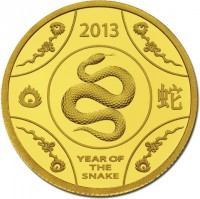 Gold coin Australia KM# 2015b 2013. 蛇. YEAR OF. THE. SNAKE.