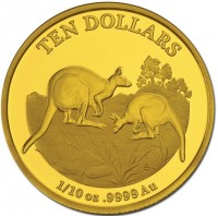 Gold coin Australia TEN DOLLARS. 1/10 oz9999 Au. AB.
