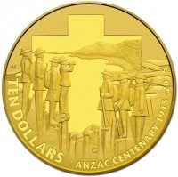AS. C. TEN DOLLARS ANZAC CENTENARY 1915-2015.
