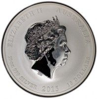 ELIZABETH II AUSTRALIA. IRB. 10oz 999 SILVER 2015 10 DOLLARS.