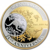 KANGAROO. 5 oz999 Ag. 25TH ANNIVERSARY.