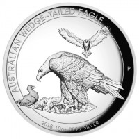 AUSTRALIAN WEDGE-TAILED EAGLE. P. 2018 10OZ 9999 SILVER. JM.