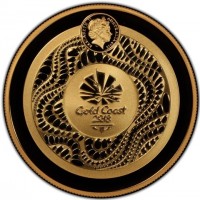 Gold Plated Silver coin Australia KM# 3557 ELIZABETH II. AUSTRALIA 2018. IRB. Gold Coast. 2018.