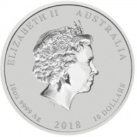 ELIZABETH II AUSTRALIA. IRB. 10oz 9999 Ag 2018 10 DOLLARS.