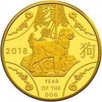 Gold coin Australia KM# 3560 2018. 狗. YEAR. OF THE. DOG.