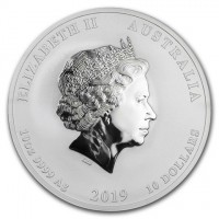 ELIZABETH II AUSTRALIA. IRB. 10OZ 9999 Ag 2019 10 DOLLARS.